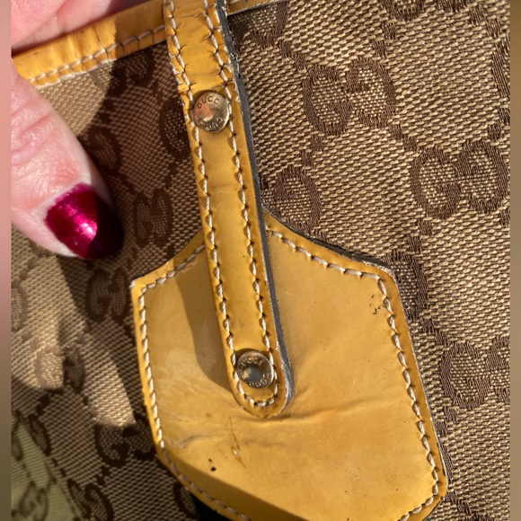 GUCCI Sherry Line Shoulder Tote Bag Canvas Leather Brown GG Pattern15”x 9”x 6”🎁 - Picture 6 of 17